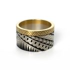 Engraved Silver &22k Gold Ring