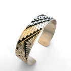 Polynesian Engraved Silver & Gold Cuff