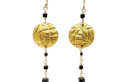 Black Diamond chased disk earrings