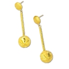 Gold Ball & Tube Earrings