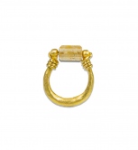 Topaz Bead U Shape Ring